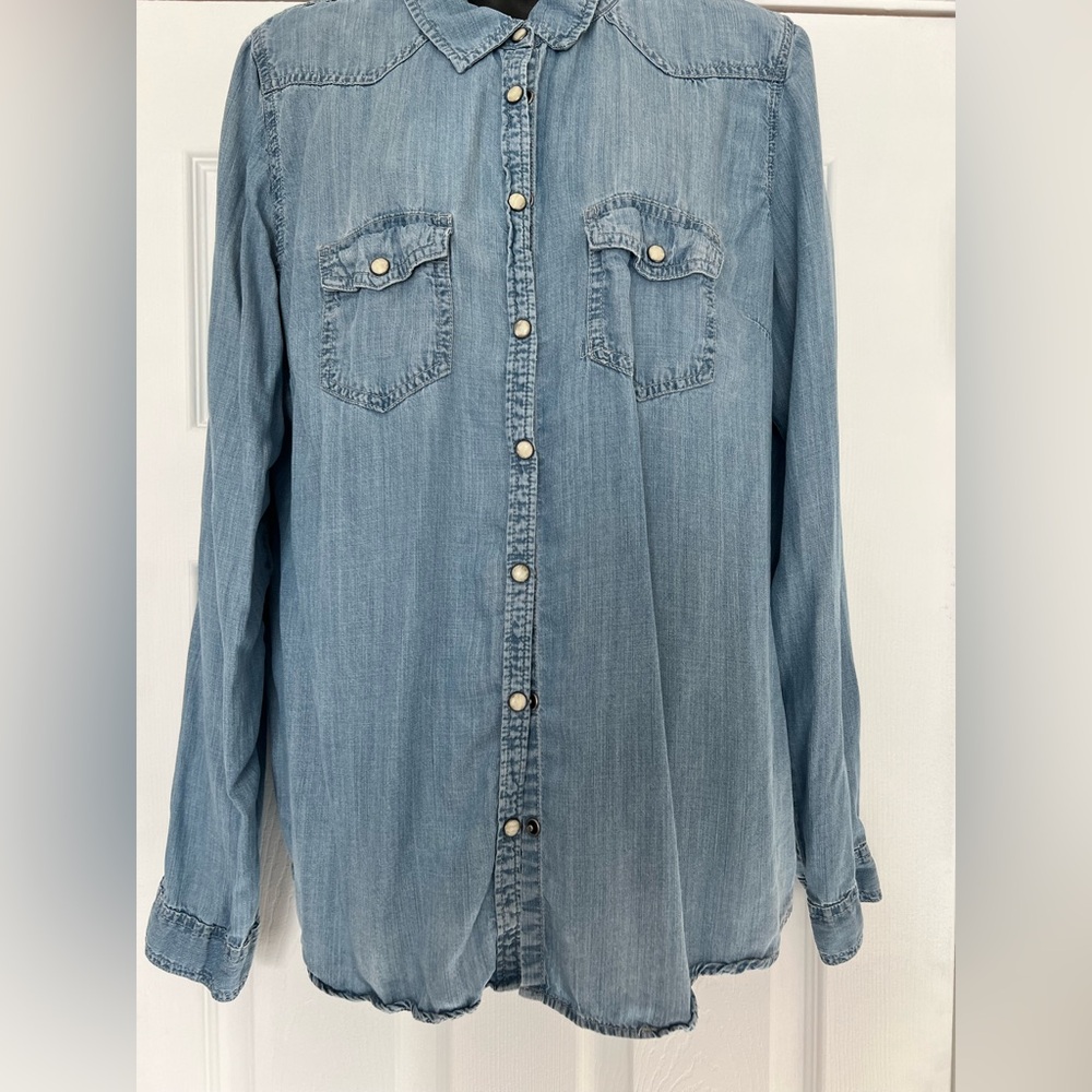 Maurices Light Blue Denim Shirt
